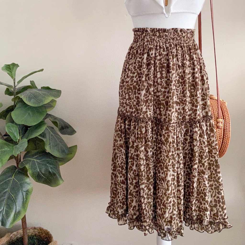 Ruffle Cheetah Print Skirt